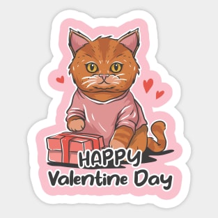 Cat Celebrate Valentine Day Sticker